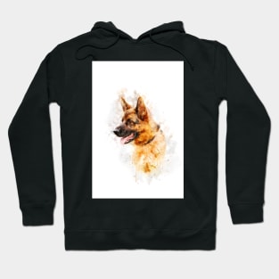 German shepherd dog watercolor Hoodie